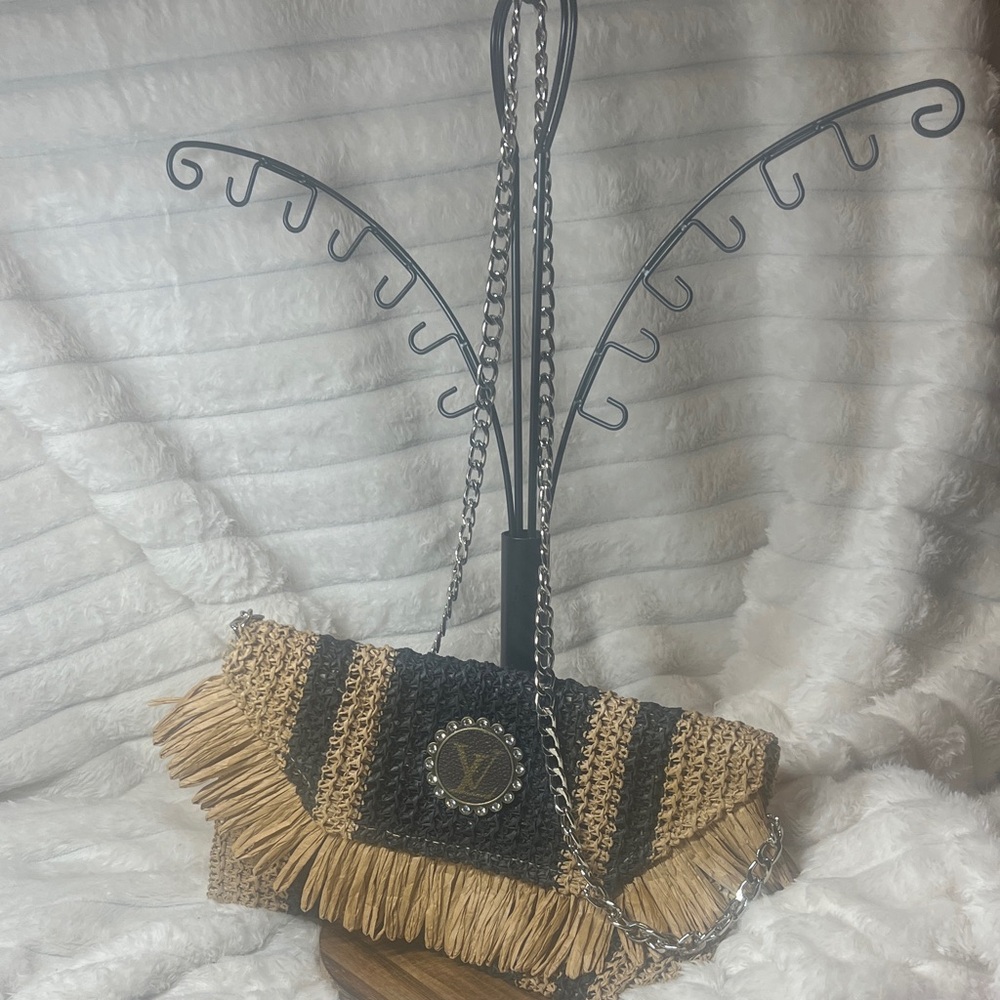 🌾✨ LV Boho Upcycled Fringe Crossbody — One-of-a-Kind ✨🌾